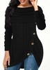 ROTITA Inclined Button Tulip Hem Cowl Neck Sweater