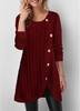 ROTITA Inclined Button Twist Detail Tulip Hem Sweatshirt