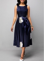 ROTITA Large Floral Print Sleeveless Belted Dress