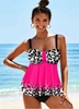 ROTITA Leopard Print Spaghetti Strap Gradient Tankini Set