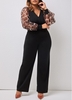 ROTITA Leopard Puff Sleeve Black V Neck Jumpsuit