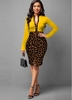 ROTITA Leopard Quarter Zip Long Sleeve Dress