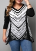 ROTITA Long Sleeve Asymmetric Hem V Neck T Shirt