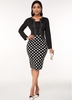 ROTITA Long Sleeve Back Slit Polka Dot Dress