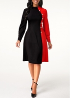 ROTITA Long Sleeve Button Detail Contrast Dress