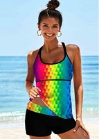 ROTITA Multi Color Printed Cross Strap Tankini Set