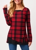 ROTITA Plaid Zipper Detail Long Sleeve Sweatshirt