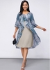 ROTITA Plant Print Faux Two Piece Chiffon Dress