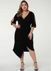 ROTITA Plus Size Asymmetric Hem Cold Shoulder Dress