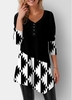 ROTITA Plus Size Asymmetric Hem Geometric Print Tunic Top