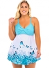 ROTITA Plus Size Butterfly Print Spaghetti Strap Swimdress and Panty