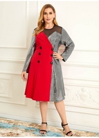 ROTITA Plus Size Button Detail Sequin Panel Dress