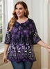 ROTITA Plus Size Button Detail Symmetric Print T Shirt
