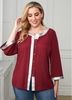 ROTITA Plus Size Button Front Contrast Blouse