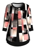 ROTITA Plus Size Button Geometric Print T Shirt