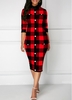 ROTITA Plus Size Button Up Plaid Sweater Dress