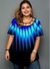 ROTITA Plus Size Cage Neck Printed T Shirt
