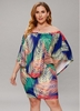 ROTITA Plus Size Cape Sleeve Leaf Print Dress
