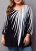 ROTITA Plus Size Contrast Panel Printed T Shirt