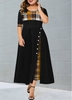ROTITA Plus Size Contrast Plaid Maxi Dress