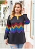 ROTITA Plus Size Contrast Rainbow Stripe Sweatshirt