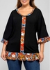 ROTITA Plus Size Contrast Round Neck T Shirt