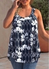 ROTITA Plus Size Geometric and Floral Print Tank Top