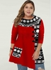 ROTITA Plus Size Geometric Print Asymmetric Hem Tunic Top