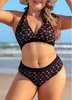 ROTITA Plus Size Lace Black Mid Waist Bikini Set