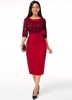 ROTITA Plus Size Lace Panel Bowknot Dress