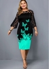 ROTITA Plus Size Lace Panel Butterfly Print Dress