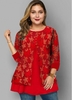 ROTITA Plus Size Lace Stitching Faux Two Piece T Shirt