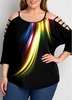 ROTITA Plus Size Ladder Cutout Colorful T Shirt