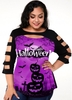 ROTITA Plus Size Ladder Cutout Halloween Print T Shirt