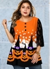 ROTITA Plus Size Mesh Panel Halloween Print T Shirt