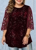 ROTITA Plus Size Mesh Panel Sequin Detail T Shirt