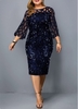 ROTITA Plus Size Mesh Stitching Sequin Dress