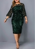 ROTITA Plus Size Mesh Stitching Sequin Dress