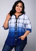 ROTITA Plus Size Plaid Print Button Up Blouse