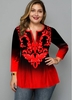 ROTITA Plus Size Printed Ombre Button Blouse