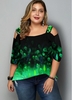ROTITA Plus Size Printed Ombre Sequin T Shirt