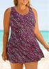 ROTITA Plus Size Printed One Piece Swimdress