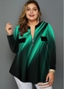 ROTITA Plus Size Printed Quarter Zip Blouse
