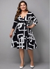 ROTITA Plus size Printed Three Quarter Sleeve V Neck Dress