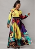ROTITA Plus Size Printed Turndown Collar Long Sleeve Dress