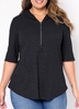 ROTITA Plus Size Quarter Zip Solid Hoodie