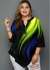 ROTITA Plus Size Rainbow Geometric Print Blouse
