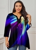ROTITA Plus Size Rainbow Print Lace Up T Shirt