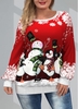 ROTITA Plus Size Red Christmas Snowflake Print Sweatshirt