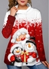 ROTITA Plus Size Red Christmas Snowman Print Sweatshirt